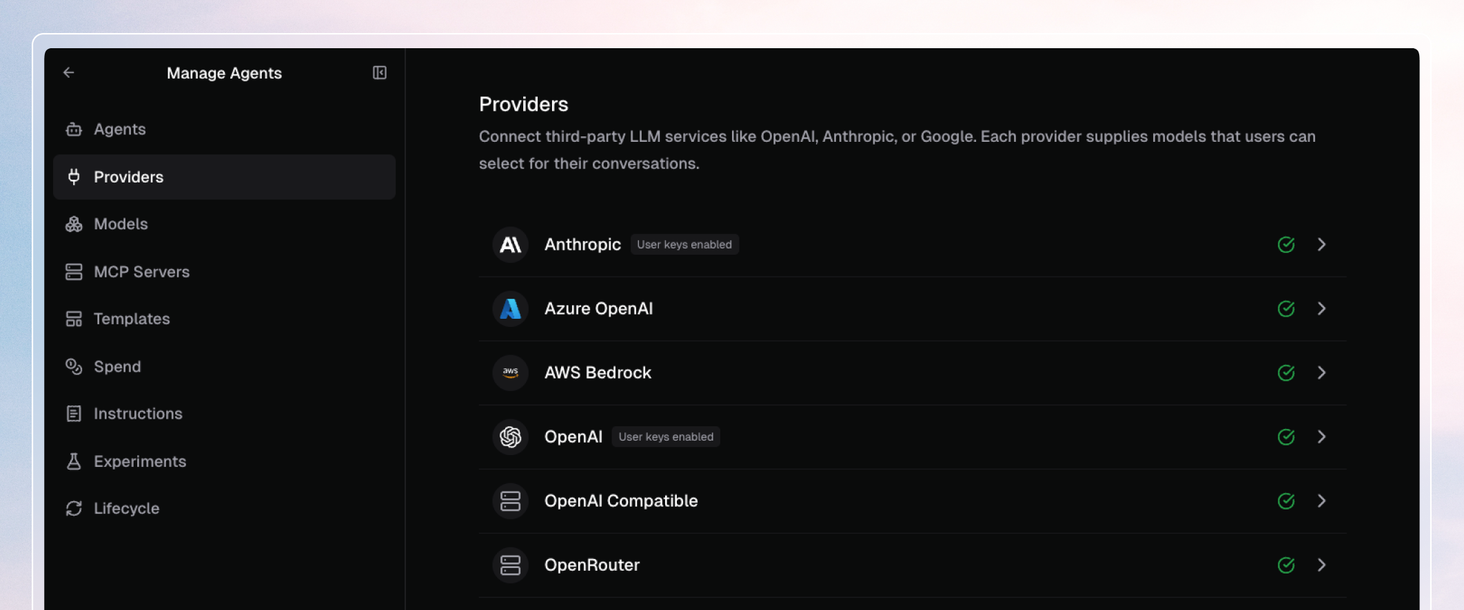 Coder Agents model configuration interface
