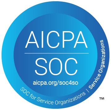 Badge indicating compliance with a SOC 2 Type 2 security audit based on AICPA's Trust Services Criteria